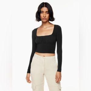 NWT Wilfred Free Orbit Long Sleeve Bustier in Black